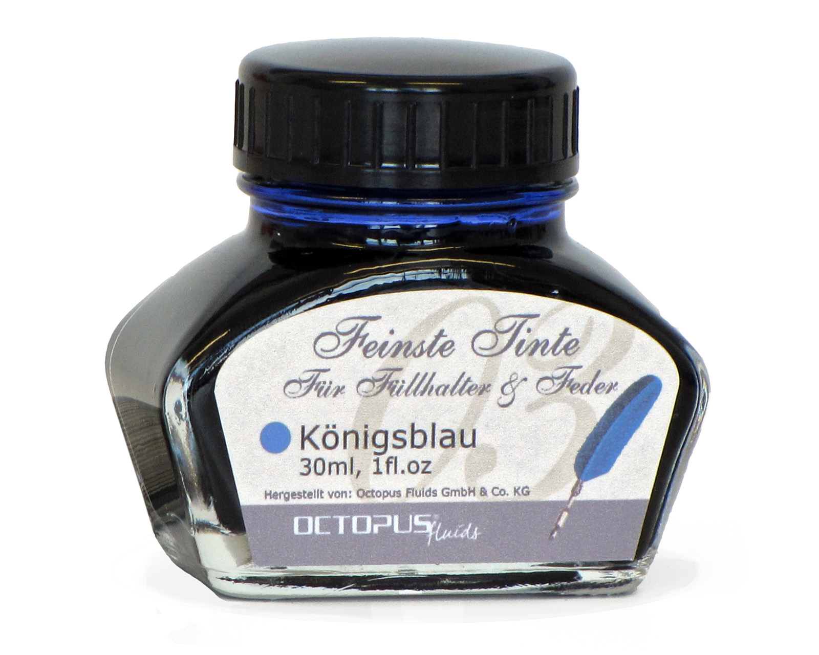 Fine writing ink for fountain pens and quills, royal blue, erasable Fine writing ink for fountain pens and quills, royal blue, erasable