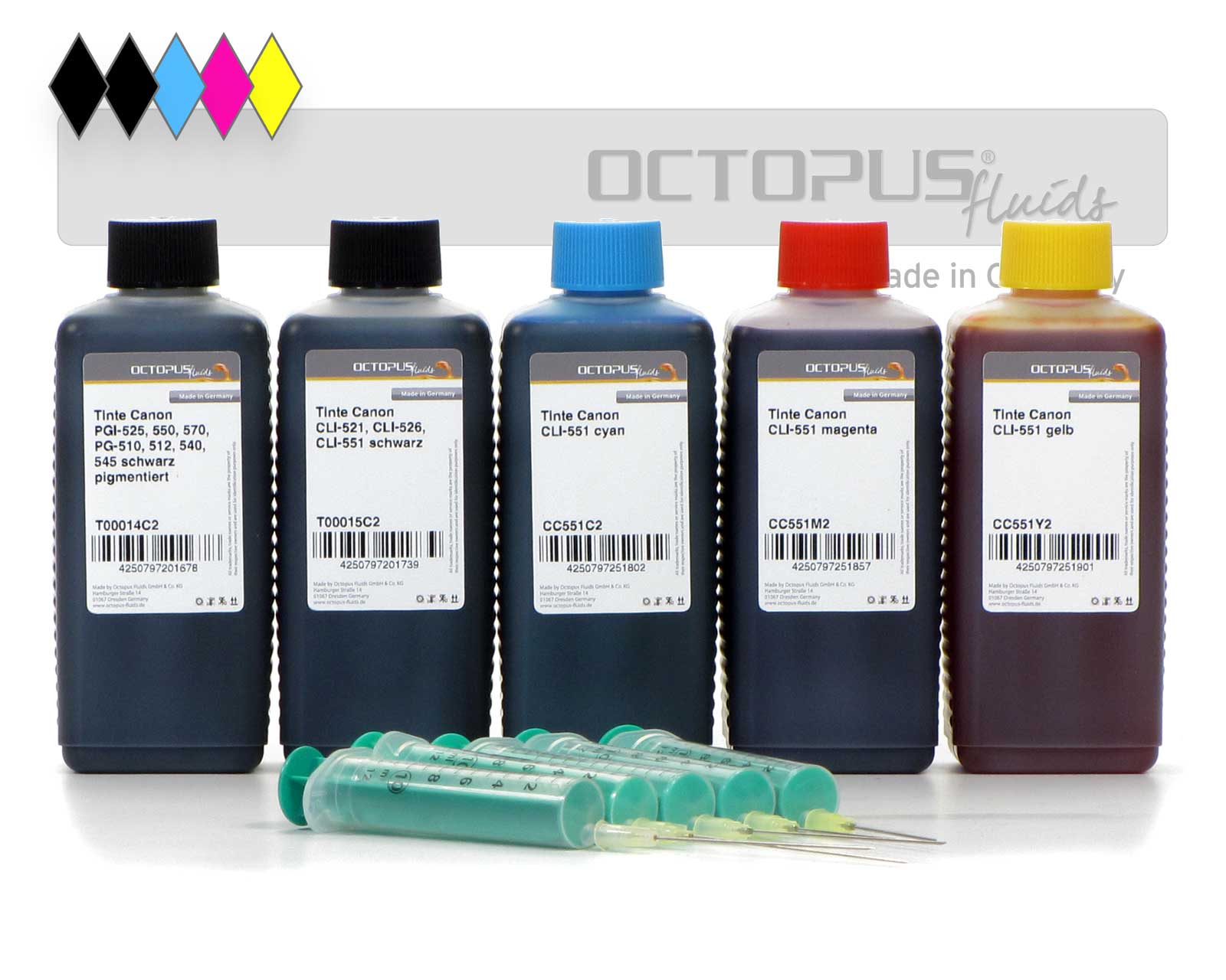 Kit di inchiostri per Canon PGI-550, PGI-555XL, CLI-551 Kit di inchiostri per Canon PGI-550, PGI-555XL, CLI-551