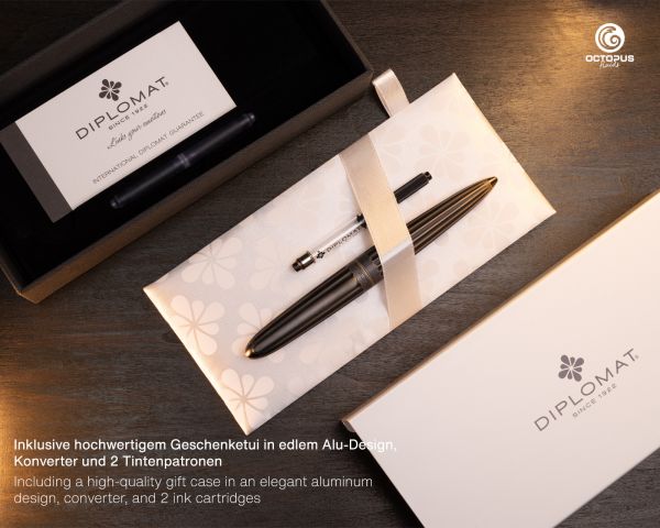 Stilografica Diplomat Aero Oxid Messing, campi in acciaio inox M