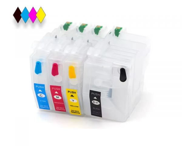 Refillable Ink Cartridges compatible with Brother LC-422 XL with one time chip