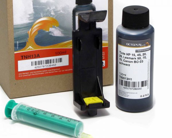 100ml Tinten Nachfüllset für HP 14, HP 15, HP 45 schwarz mit Refilladapter