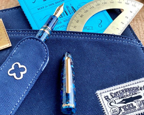 Stilografica Esterbrook Estie Nouveau Blue Gold Trim, stilografica a cartuccia con 30 ml di inchiostro