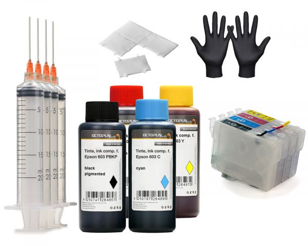 Cartucce ricaricabili per Epson 603 con chip Autoresetch e inchiostro per stampante