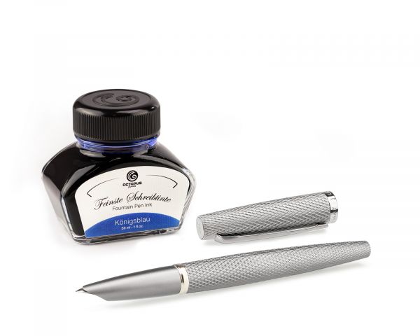 Fountain pen Diplomat Viper silver with writing ink, nib size F/M