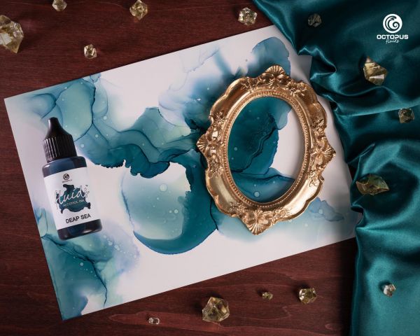 Octopus Fluids Alcohol Ink Deep Sea, Inchiostro ad alcohol per Fluid Art e Resin Art, blu