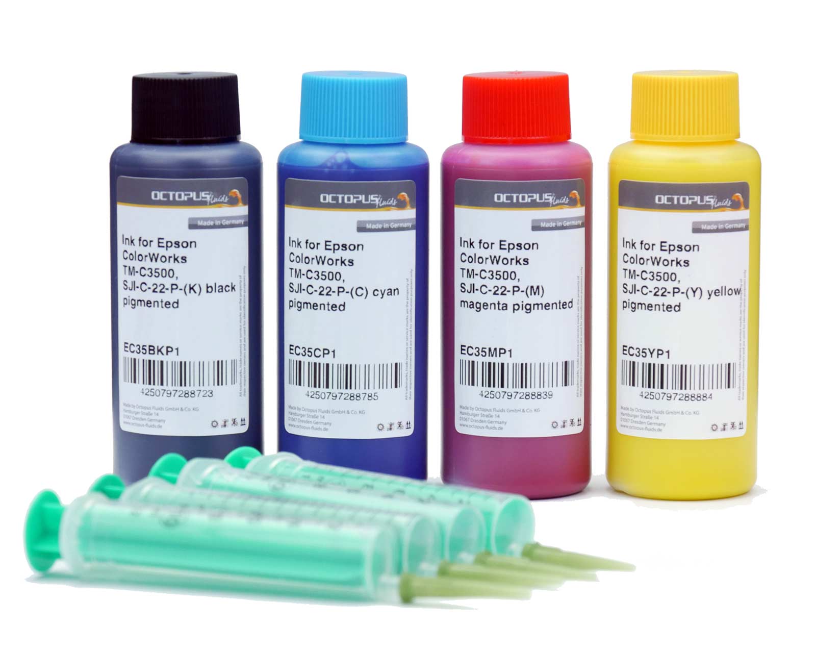 4x Nachfülltinte für Epson Etikettendrucker ColorWorks TM-C3500, SJI-C-22-P