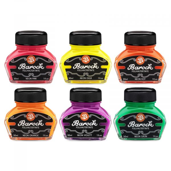 Barock Neon Füllhaltertinte zum Schreiben, Markieren und Zeichnen, 30 ml