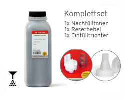 Refill kit compatible with Brother TN-2320, HL-L 2300 with toner powder, reset lever and funnel for refilling