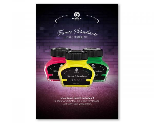 Poster A1 "Octopus Fluids Neon Tinten" auf 135g/m² Bilderdruckpapier