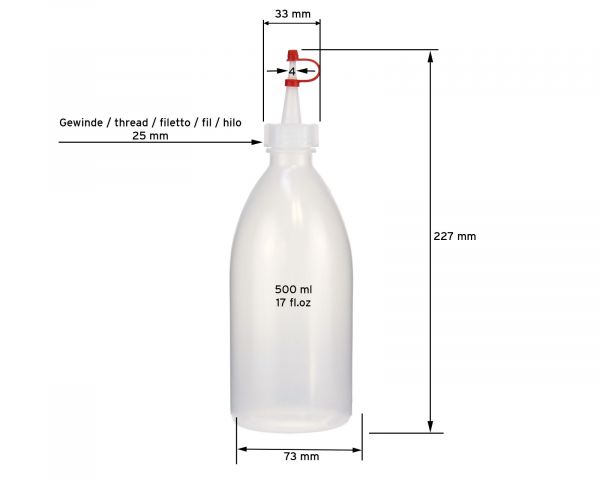 5 x 500 ml LDPE plastic bottles with dropper cap