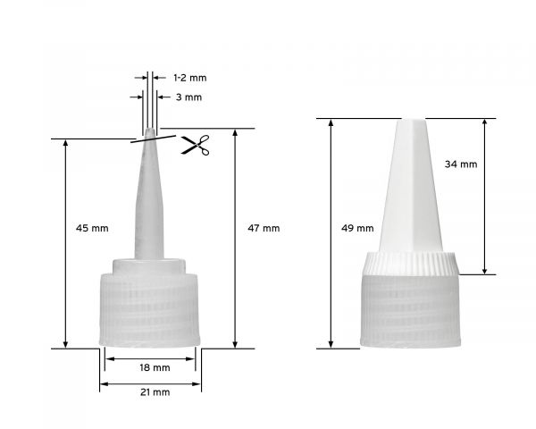 10 x 30 ml bottiglie plastica di HDPE con tappi di dosaggio bianco