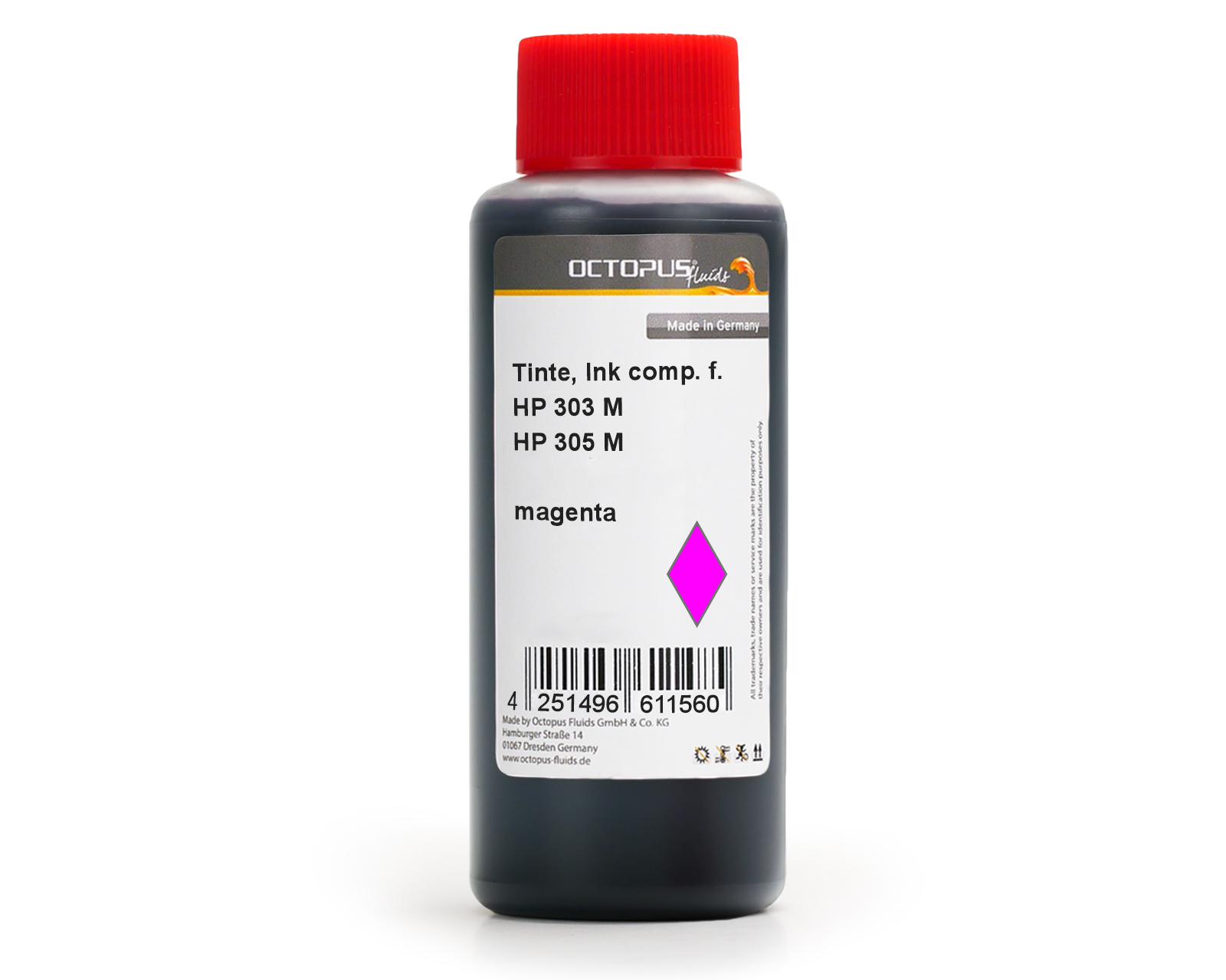 Refill ink for HP 303 and HP 305 ink cartridges, magenta