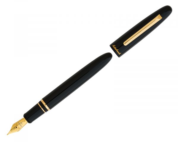 Stilografica Esterbrook Estie Ebony con finiture dorate, stilografica a cartuccia con 30 ml di inchiostro