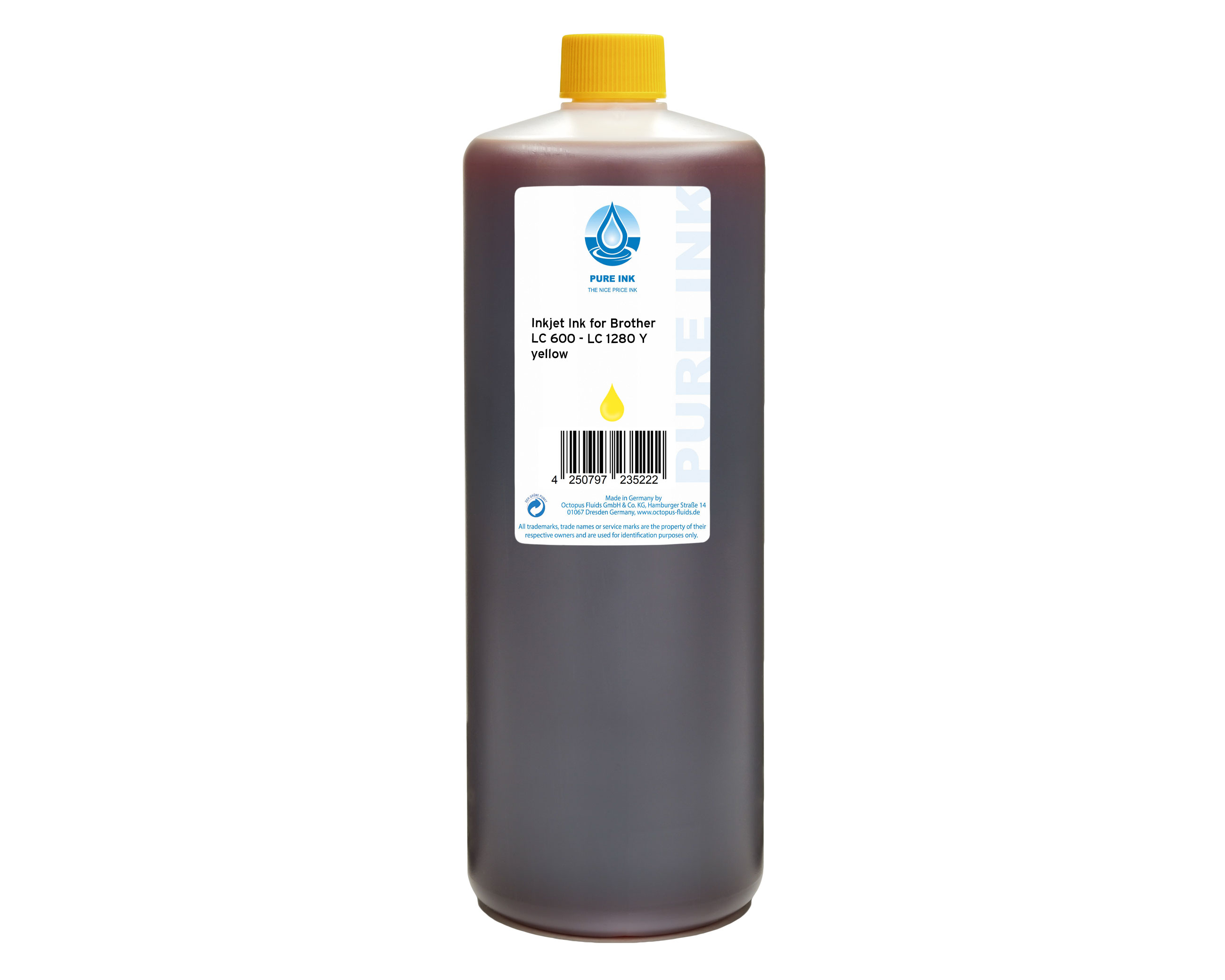 PURE INK Printer Ink for Brother LC-600, LC-1280 yellow