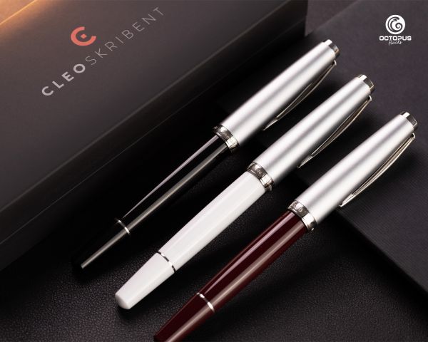 Cleo Skribent Classic Metall Kolben-Füllfederhalter, schwarz, M-Feder