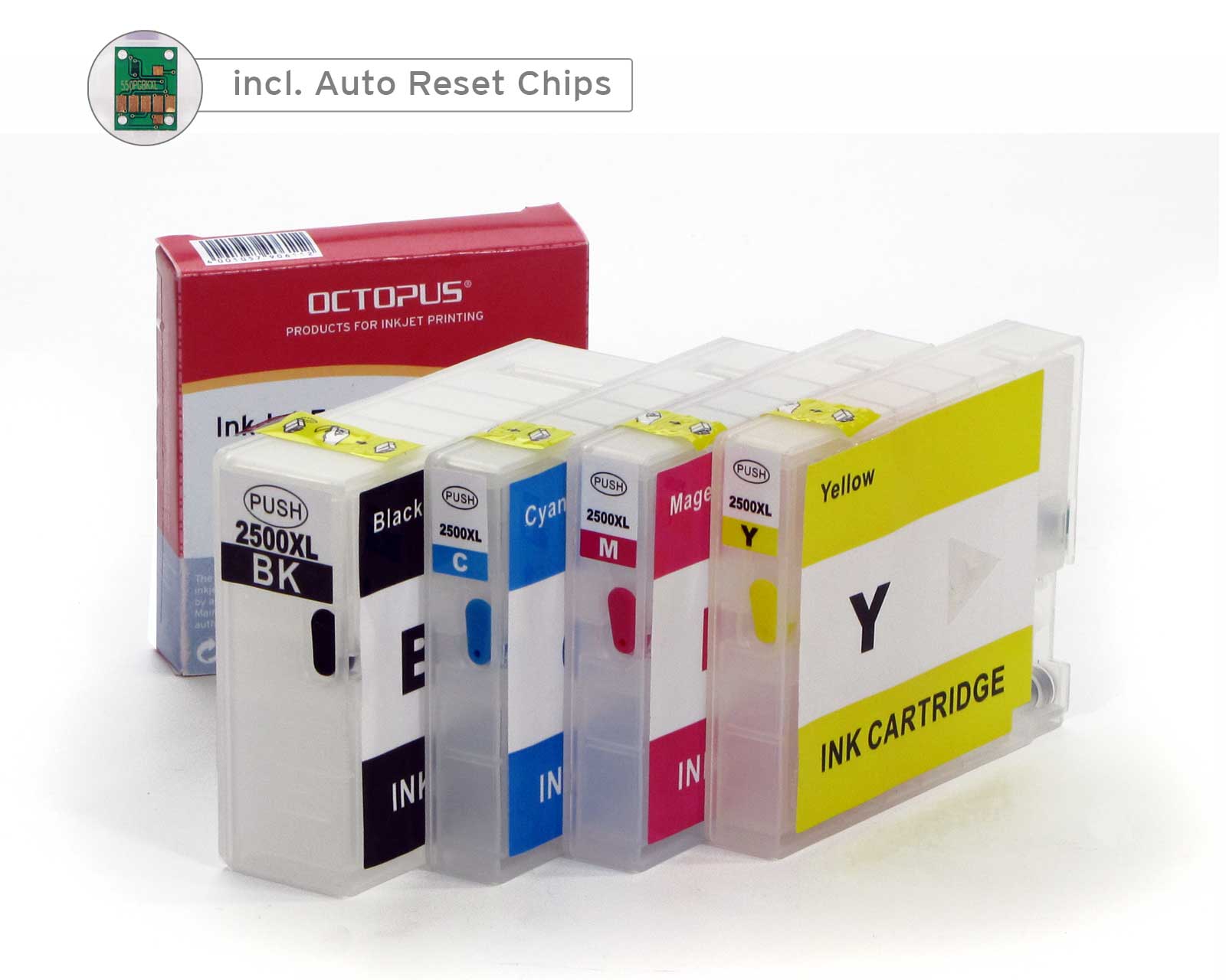 Cartucce ricaricabili Fill In per Canon PGI-2500, con chip Cartucce ricaricabili Fill In per Canon PGI-2500, con chip