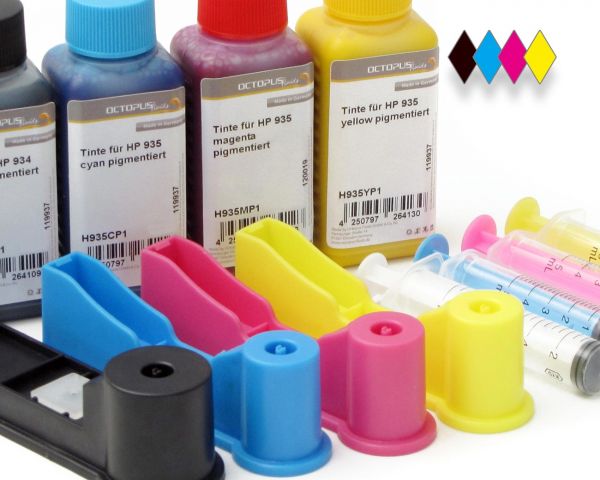 Refill tool kit comptible for HP 934, HP 935, 4x of refill ink