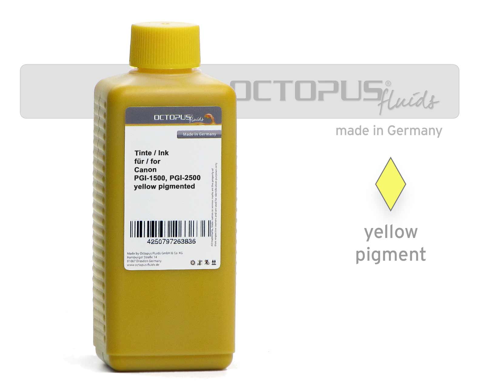 
Refill ink for Canon PGI-1500, PGI-2500 yellow pigmented