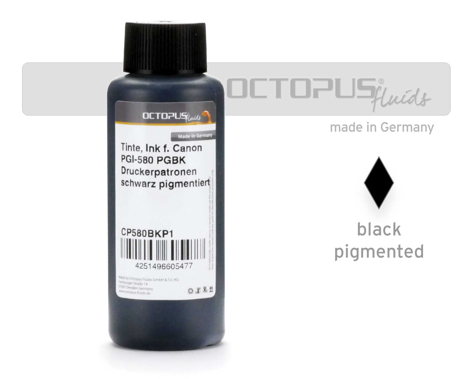 Refill ink for Canon PGI-580 PGBK, Pixma TS 6150, TS8150, TS9150 black pigmented