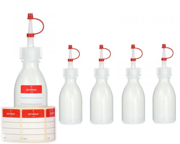 5 x 50 ml LDPE plastic bottles with dropper cap