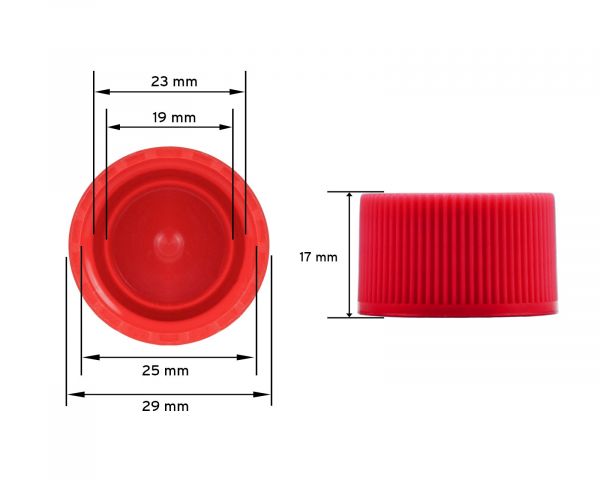 10 x 100 ml HDPE plastic bottles with red screw caps