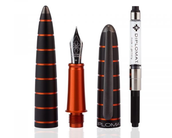 Penna stilografica Diplomat Elox Ring Arancione con inchiostro per stilografica in blu reale