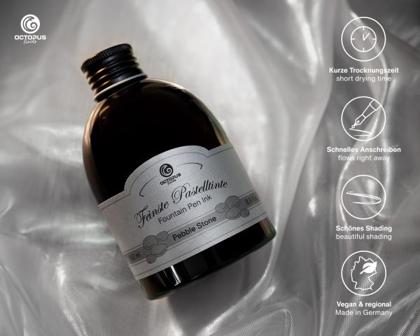 Fountain pen ink pastel "Pebble Stone" including converter, Writing ink for fountain pen, 250ml