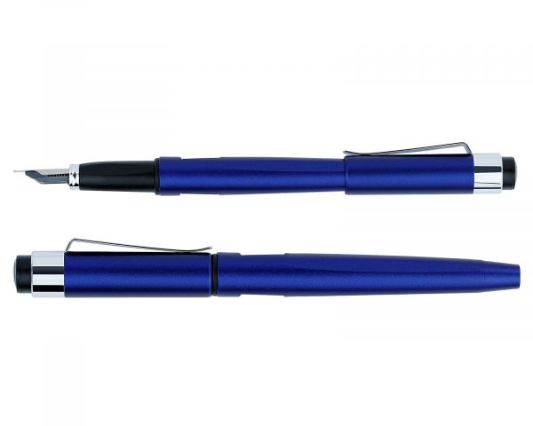 Penna stilografica Diplomat Magnum Indigo Blue con inchiostro da scrittura e convertitore, M-nib in acciaio inox