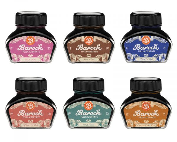 Barock 1920 Schreibtinten Kollektion, 6 x 30 ml Glasflakon