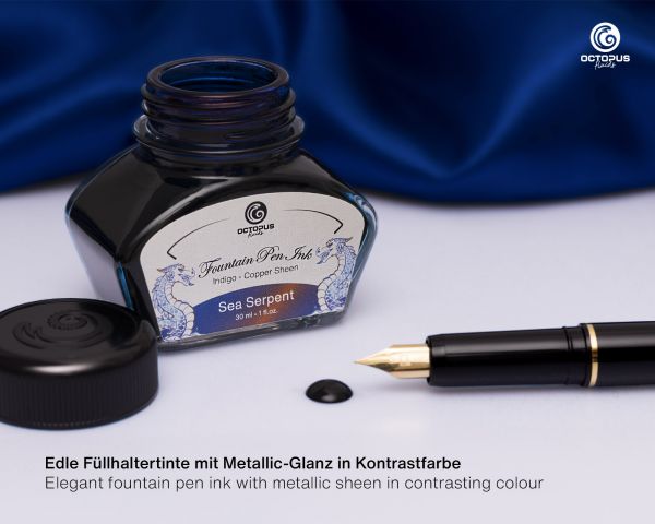 Fountain Pen Ink Sheen, Sea Serpent, Blue, 30 ml