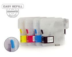 Refillable ink cartridges compatible with Brother LC-38, LC-980, LC-1100 (kit)