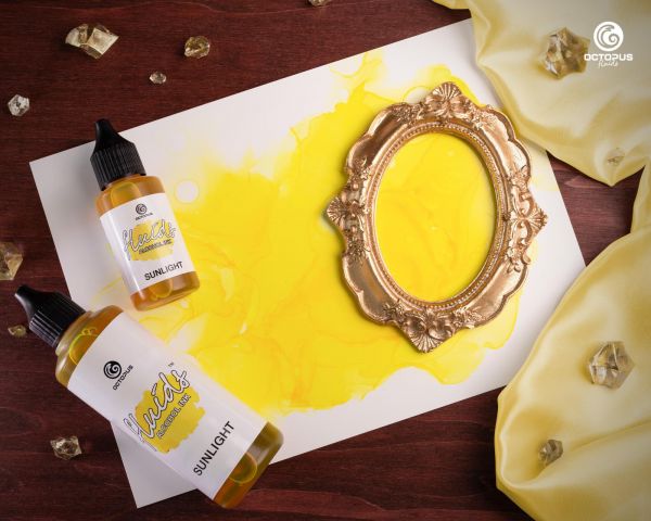 100 ml Octopus Fluids Alcohol Ink SUNLIGHT for fluid art and resin, yellow