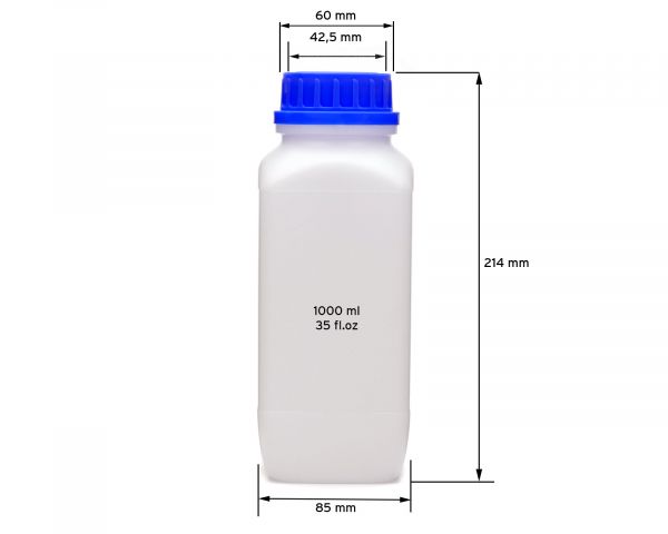3x 1000 ml Weithals-Flaschen mit Schraubverschluß, Chemiekalienflasche, Laborflasche