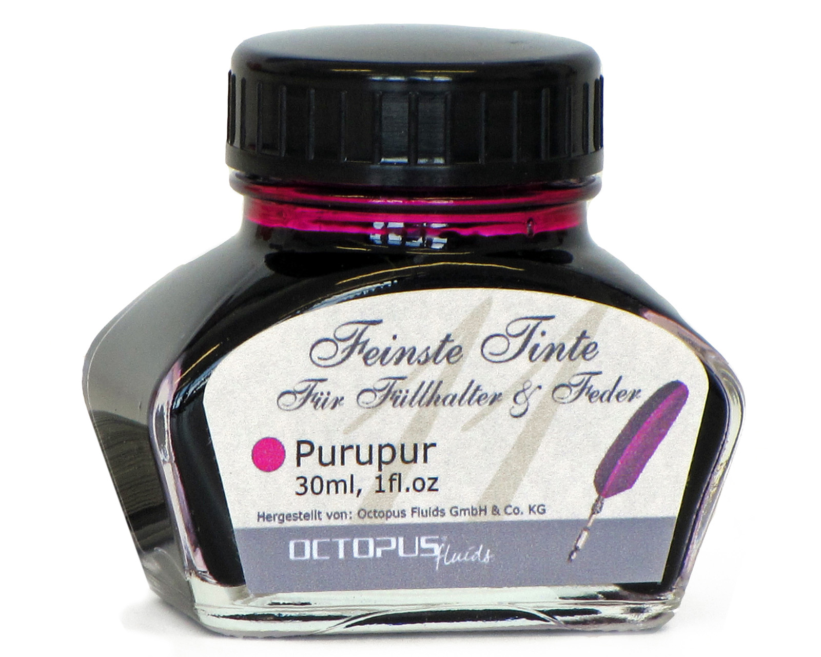 Fine writing ink for fountain pens and quills, purple Fine writing ink for fountain pens and quills, purple