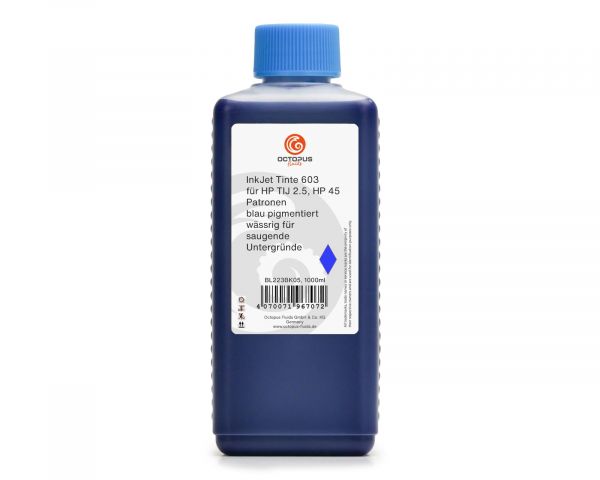Inchiostro a getto d'inchiostro 603 compatible per cartucce HP 45si, TIJ 2.5, pigmentato blu, acquoso per supporti assorbenti