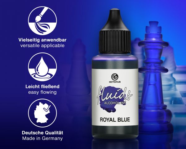 100 ml Octopus Fluids Alcohol Ink ROYAL BLUE, Alkoholtinte für Fluid Art und Resin, blau