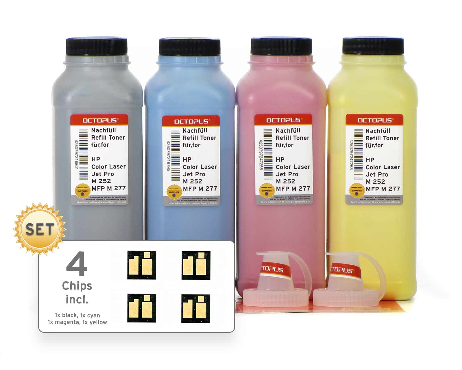 Refill toner set with chips for HP Color Laserjet Pro M 252, MFP M 277