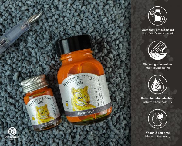 Write and Draw Ink 382 Yellow Wolf, inchiostro stilografica e disegno