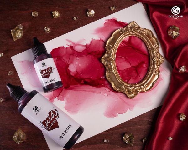 Octopus Fluids Alcohol Ink RED WINE, Inchiostro ad alcohol per Fluid Art, argilla polimerica e Resin Art, rosso
