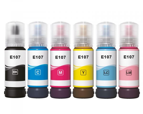 Set Kompatible Druckertinte für Epson 107 (kein OEM) 6x 70 ml Tinte