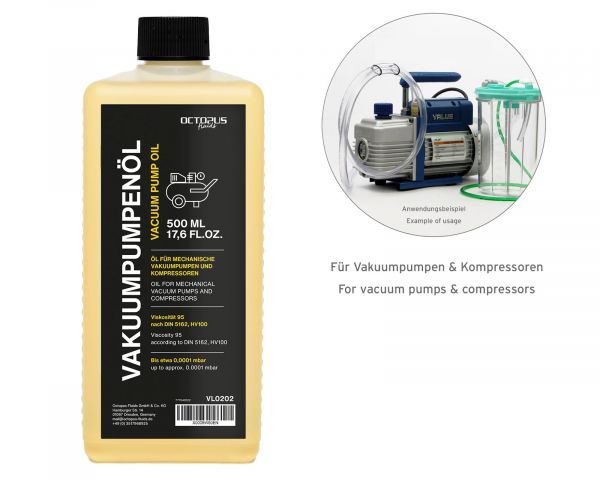 Vacuum pump oil, vacuum oil with viscosity 95 according to DIN 5162, HV100