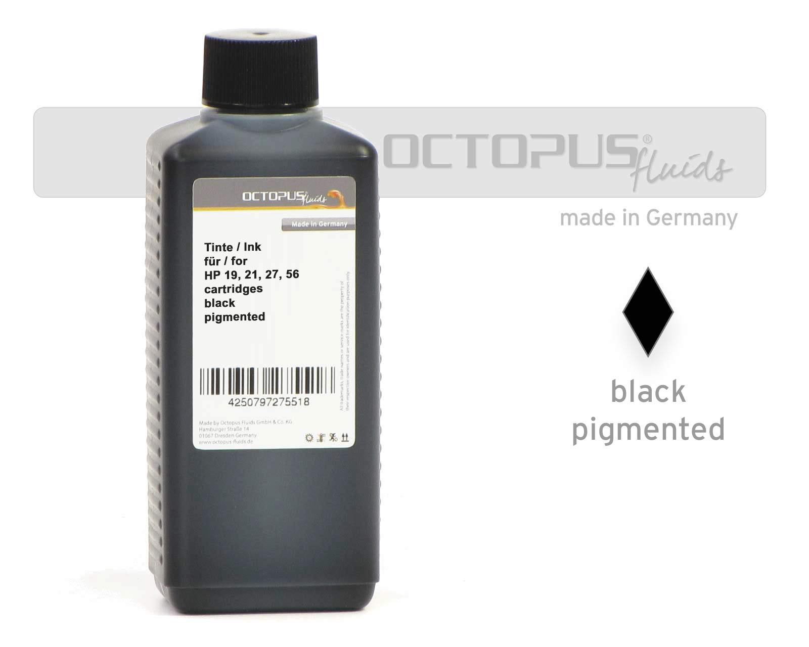 Octopus Refill Ink for HP 19, HP 21, HP 27, HP 56 pigmented black