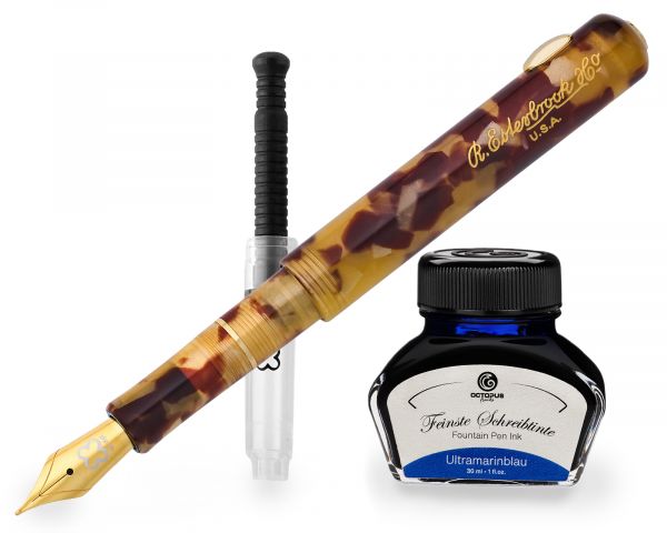 Esterbrook Niblet Tortoise Gold Penna Stilografica con 30 ml di Inchiostro Converter