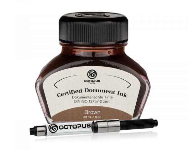 Document-proof Ink Brown, with converter, DIN ISO 12757-2 certified, 30ml
