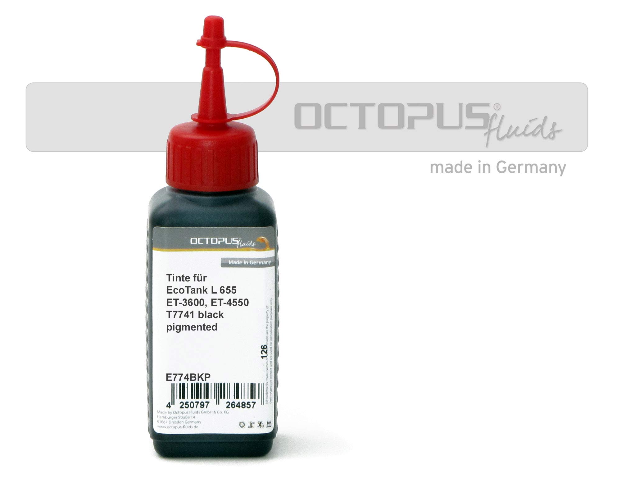 Inchiostro di ricarica per Epson Ecotank L 655, ET-3600 e ET-4550, T7741 nero pigmentato