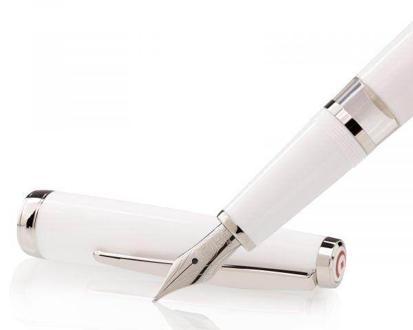 Cleo Skribent Classic Palladio Penna stilografica a stantuffo, bianco, pennino M