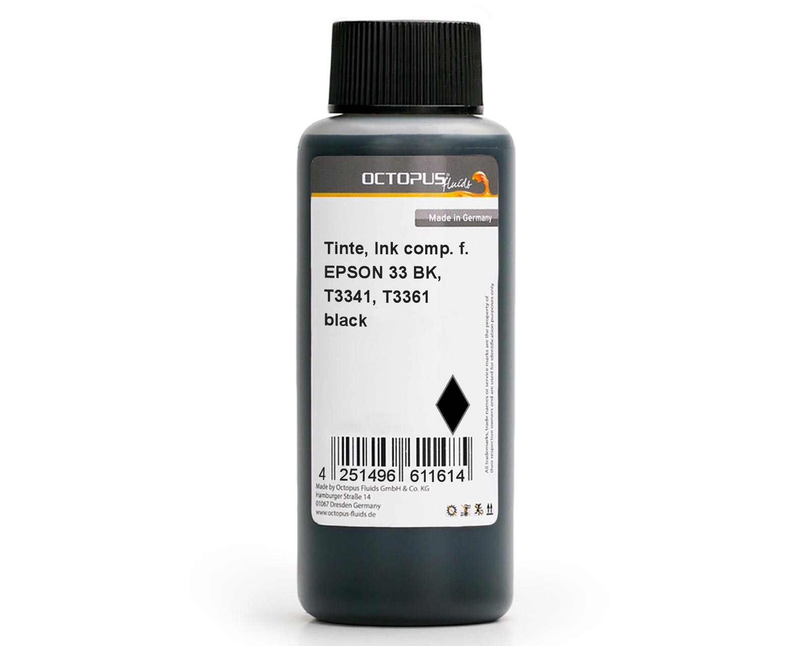 Refill ink for Epson 33, Expression Premium XP-530, XP-630, XP-830 a.o. black