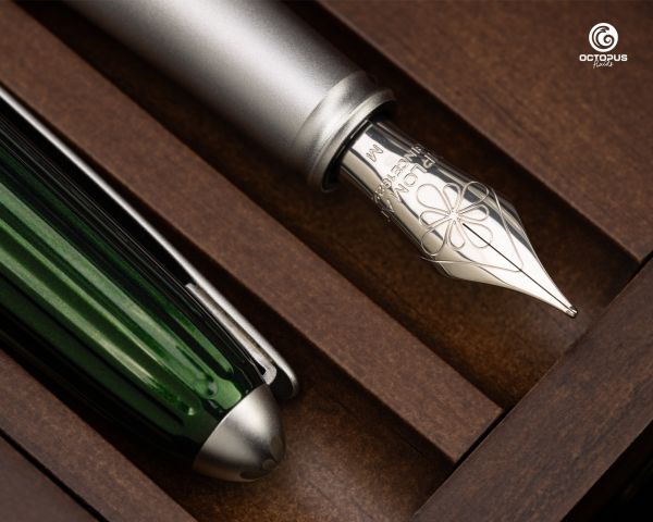 Set di penne stilografiche Diplomat Aero Evergreen con inchiostro da scrittura e astuccio in legno di wengé