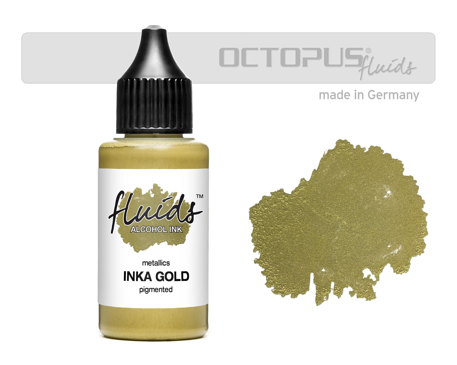 Fluids Alcohol Ink Inka Gold, Inchiostro ad alcohol per Fluid Art, argilla polimerica e Resin Art, oro metallico