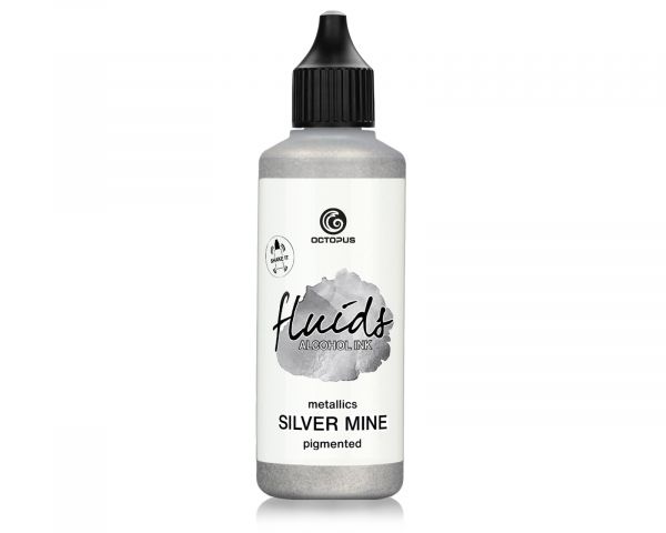 100 ml Octopus Fluids Alcohol ink SILVER MINE for fluid art and resin, metallic silver